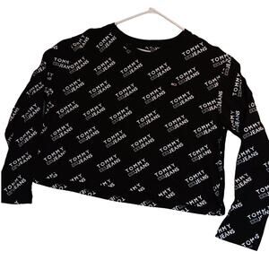 Tommy Jeans Crop Top L Black/White All Over Print Y2K